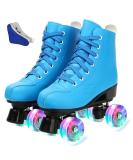 XUDREZ Double Row Roller Skates Adjustable Leather High-top - Blue Flash, Women's 12 / Men's 10.5 - Buy Online on GoSupps.com