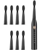 Buy Electric Toothbrush for Adults - 7 Replacement Brush Heads Soft Bristle 5 Modes 15 Days Battery - Portable Dental Care Cleaning in Black - Buy Online on GoSupps.com