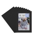 Pack of 25 Acid-Free Black Pre-Cut 5x7 Picture Mats for 4x6 Photo - White Core Bevel Cut Frame - 25-Pack Black Mats - Buy Online on GoSupps.com