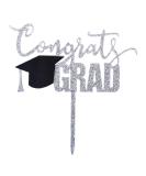 Topfunyy Congrats Grad Cake Topper Silver Acrylic Topper for Graduation/Grad Party Decorations - Buy Online on GoSupps.com