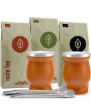 Organic Mate Tea Set | 3 Types of Mate 2 Double-Walled Stainless Steel Cups 2 Bombillas & Instructions - International Shipping - Buy Online on GoSupps.com