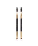 2pcs Docolor Duo Eyebrow Brush  Professional Eye Makeup Tool  Eyeshadow Brush and Spoolie Brush Black 2pcs black - Buy Online on GoSupps.com