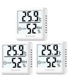 Hoyiours digital room thermometer 3 pieces of room temperature monitor and humidity meter room thermometer hygrometer white white * 3 - Buy Online on GoSupps.com