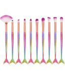 10-Piece Mermaid Makeup Brush Set - Colorful Fish Tail Eyeshadow Eyeliner & Concealer Brushes - International Shipping - Buy Online on GoSupps.com