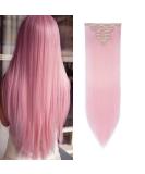 Light Pink 26 Inch Straight Clip in Hair Extensions - 8Pcs Full Head Synthetic Hairpiece with 18 Clips - Buy Online on GoSupps.com