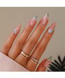 Sethexy Abstract Almond Shape False Nails - 24-Pack Green French Press-On Acrylic Nails for Women & Girls - Buy Online on GoSupps.com