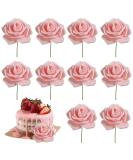 Womens Day Cake Topper Pink Rose Flower Cake Topper for 3.8 Goddess Festival Mother Day Party Cake Decor 10PCS 7.5x20 cm - Buy Online on GoSupps.com