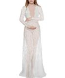 BUOYDM Maternity Lace Photography Props Maxi Dress - Elegant White XXL - Buy Online on GoSupps.com