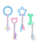 Cobee Puppy Tooth Toys - 4 Pc Interactive Rubber & Cotton Set for Teething Small Dogs | Soothing & Calming Chew Toys - Buy Online on GoSupps.com