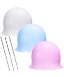 3 Pieces Reusable Silicone Hair Staining Cap for Hair Coloring - Multicolor Dye Cap with Metal Hook - Salon Quality Hairdressing Tools (Blue/White/Purple) - Buy Online on GoSupps.com