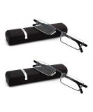 2 Pack Half Frame Reading Glasses 2.25 for Men and Women - Lightweight Computer Readers with Portable Case (Black) - 2 Pairs - Buy Online on GoSupps.com