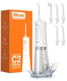 Bitvae Wireless Mouth Shower - 3 Cleaning Modes 6 Tips Waterproof Design 40 Days Use - Portable 260ml Oral Care Solution in Ice White - Buy Online on GoSupps.com