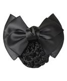 Black Bow Hair Clip with Hairnet Snood - Hair Bun Cover Barrette - Buy Online on GoSupps.com