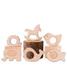 Youngrich 6-Piece Baby Wooden Teether Set | Handmade DIY Pendant Kit for Toddlers - Perfect Gifts: Hedgehog Elephant Bird Dolphin Goldfish - Buy Online on GoSupps.com