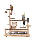 Wishesmar WellensiTich Playground for Nymphensittich Parrots - Climbing Swing Feeder-Cup Toy Ladder & Tray - Wooden Playset 45x37x26 cm #a wood 001 - Buy Online on GoSupps.com