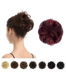 BARSDAR 100% Real Hair Hair Tie Extensions Curled Messy Bun Styles for Women & Girls Natural Black & Burgundy #1B/99J 27g | Shop Now! - Buy Online on GoSupps.com