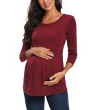 Love2Mi Maternity Summer Tunic Pregnancy T-Shirt Short Sleeve - Wine Red - Size L - Buy Online on GoSupps.com