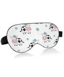 Cute Cow Flower Pattern Sleep Mask - Adjustable Light Blocking Eye Mask for Men & Women | Soft Lightweight Blindfold for Travel Naps & Work - Buy Online on GoSupps.com