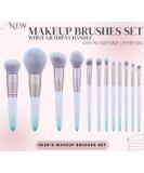 Premium White Gradient Makeup Brushes Set - 12PCS Face Brush Set with Polyurethane Leather Bag - Ideal for Flawless Makeup Application - Buy Online on GoSupps.com