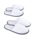 Spa Slippers Closed Toe - 12 Pairs Disposable Hotel Indoor Fluffy Coral Fleece - White 12 Pair Pack - Buy Online on GoSupps.com