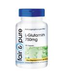 Fair & Pure L-Glutamine Capsules 750mg | Vegan Amino Acid - 180 Capsules - International Shipping Available - Buy Online on GoSupps.com