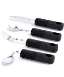 Adaptive Weighted Silverware for Hand Tremors, Parkinson's Patients & Arthritic Hands - Black Bendable Utensils for Adults - Buy Online on GoSupps.com