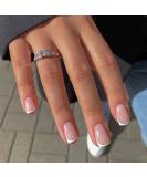 French False Nails Short 24Pcs White French Fake Nails Square Press on Nails Pattern Glitter French Nail Tips with Nail Glue Squoval Stick on Nails for Women Girls Nails Art (Glitter) - Buy Online on GoSupps.com