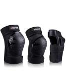 STARPOW Black Adults 3 in 1 Knee Pads, Elbow Pads, and Wrist Guards Set for Skateboarding, Roller Skating, Snowboarding - S/M/L Sizes Available - Buy Online on GoSupps.com