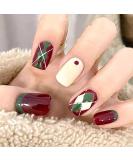 Vatocu Christmas False Nails - Short Red Press on Nails with Snowflakes, Elk, and Snowman Design (24pcs) - Perfect for Women and Girls - Buy Online on GoSupps.com