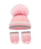 Royal Icon Baby Knitted Pom Pom Hat and Mittens Set | Pink/Grey | NB-12 Months - RI6512 - Buy Online on GoSupps.com