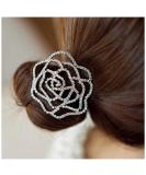Yheakne Rhinestone Flower Hair Tie Scrunchies - Silver Crystal Ponytail Holder for Women and Girls - Buy Online on GoSupps.com