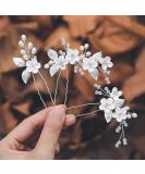 Casdre Flower Bridal Hair Pins Pearl Bride Wedding Hair Accessories Rhinestone Hair Piece for Women and Girls(Pack of 3) (A Silver) - Buy Online on GoSupps.com