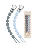 Yolnkos Silicone Pacifier Chain for Girls | Dummy Holder & Clips | Baby Shower Gift (Gray & Blue) - Buy Online on GoSupps.com