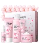 Sakura Skincare Kit for Teen Girls & Women - 5pcs Travel Set: Cleanser Toner Serum Eye Cream & Face Cream - Buy Online on GoSupps.com