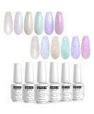 Vishine Pearl Gel Nail Polish Collection - Glitter Pearlescent Shell Gel Polish Set - 6Pcs 8ml Soak Off LED UV Lamp Required - DIY Manicure - Classic Pearlescent Shades - Buy Online on GoSupps.com
