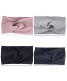4 pieces of hair band women headband summer elastic headband sports headwrap head band with bow soft twisted strinband women girls black/gray/pink style-a - Buy Online on GoSupps.com