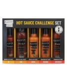 Sauce Shop Hot Sauce Challenge Gift Set - 1x Original Hot Sauce (160ml) 1x Sriracha Chilli Sauce (260g) 1x Buffalo Hot Sauce (160ml) 1x Habanero Hot Sauce (160ml) 1x Habanero Ketchup (255g) - Buy Online on GoSupps.com