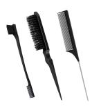 Sularpek 3-Piece Sleek Bun Brush Set - Double Edge Teasing Hairbrush & Rat Tail Comb for Hairdressers Women & Kids - Perfect for Black Hair Care - Buy Online on GoSupps.com