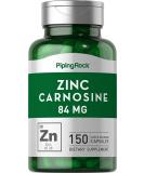 Zinc Carnosine 84mg Supplement - 150 Capsules, Non-GMO & Gluten Free - Piping Rock - Buy Online on GoSupps.com