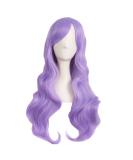 MapofBeauty 28 Inch Light Purple Curly Synthetic Wig with Side Bangs - Charming Women's Full Hair - Buy Online on GoSupps.com