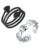 MagEnergy Pure Copper Magnetic Rings - Adjustable for Women - Set of 2 - Black+Leaf - With Jewelry Gift Box - Buy Online on GoSupps.com
