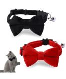 2 Pcs Velvet Bowtie Cat Collar with Bell Adjustable Breakaway Cat Collars Kitten Small Puppy Safety Bow Tie Solid Wedding Red Cat Collar for Boy Girl Cats - Buy Online on GoSupps.com