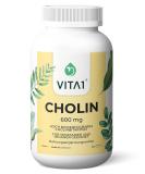 Choline 600mg 60 capsules for normal fat metabolism VITA1 Choline capsules for vegans and vegetarians - Buy Online on GoSupps.com