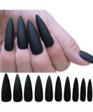 LoveOurHome 100pc Stiletto Press on Nails Matte Black False Nails Acrylic Nail Tips for Women - DIY Manicure Design - Buy Online on GoSupps.com