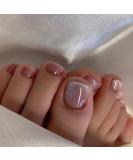 Glossy Square Press-On Toenails with Glitter | Extra Short False Toe Nails for Women | Stylish & Durable Cat Polish Design - Buy Online on GoSupps.com