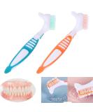 Hard Prosthesis Brush Set - 2 Ergonomic Toothbrushes for Restorative Care | Multi-Layer Bristles - Green & Orange - Buy Online on GoSupps.com