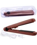 20W Brown Mini Ceramic Flat Iron & Curler - Travel-Friendly Hair Straightener for Perfect Styles - Buy Online on GoSupps.com