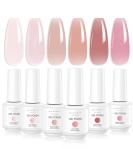 Buy Makartt Gel Nail Polish Set - 6PCS Natural Nude Jelly Pink & Glitter - UV LED Soak Off for DIY Nail Art & Home Salon - Buy Online on GoSupps.com