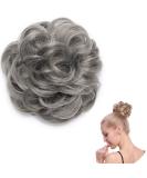 Thick Hair Donut Scrunchie Updo Hairpiece in Dark Grey - Wavy Curly Messy Hair Bun Extension - Buy Online on GoSupps.com