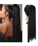 Buy Black Long Smooth Pferdeschwanz Hair Extension - 60cm Clip-In Ponytail Hairpiece | Natural Wrap Around Braid | Fast International Shipping - Buy Online on GoSupps.com